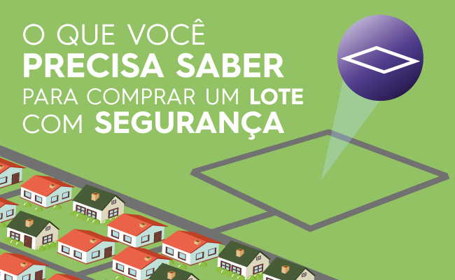Desenhos de casas à esquerda e o escrito "O que você precisa saber para comprar um lote com segurança" 