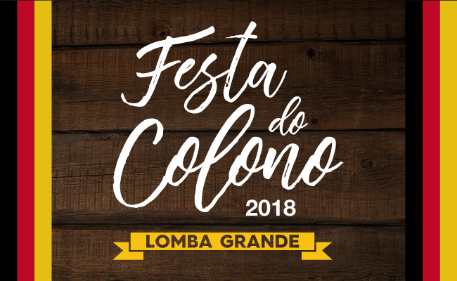 Escrito Festa do Colono com fundo marrom
