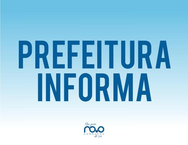 imagem azul de fundo com o escrito "Prefeitura Informa"