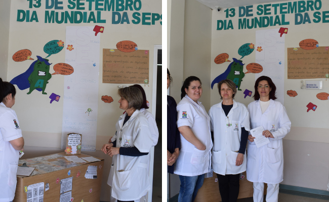 Três mulheres de jaleco branco