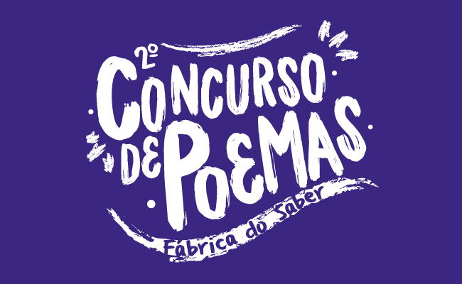 Emum fundo roxo, escrito em branco "Concurso de Poemas"