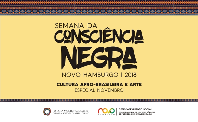 Em um fundo creme, escrito "Semana da Consciência Negra"