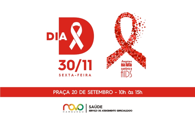 Fundo branco com o logo do combate a aids e escrito 30 de novembro 