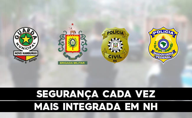 Logos da Guarda Municipal, Brigada Militar, Polícia Civil e Rodoviário