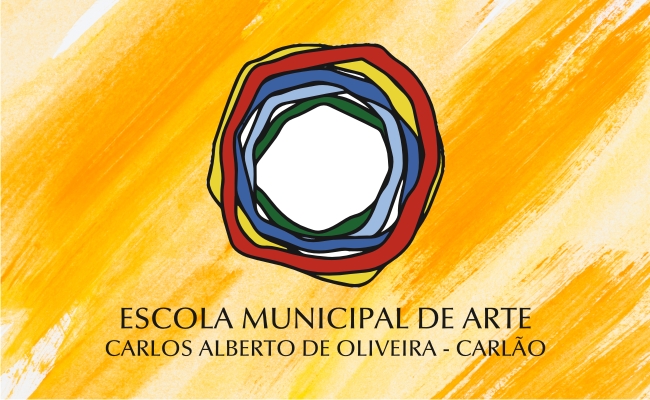 Logo da Escola de artes em um fundo laranja