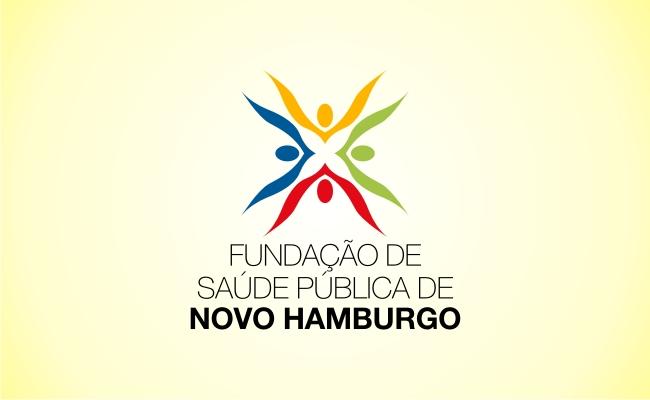 Logo da Fundação de Saúde de Novo Hamburgo em um fundo creme