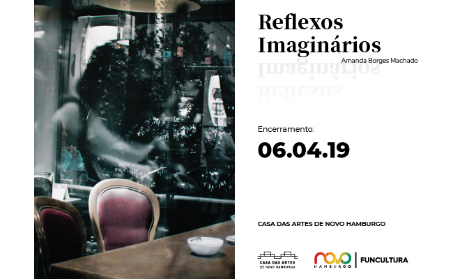 Uma foto à esquerda e escrito em preto reflexos imaginários