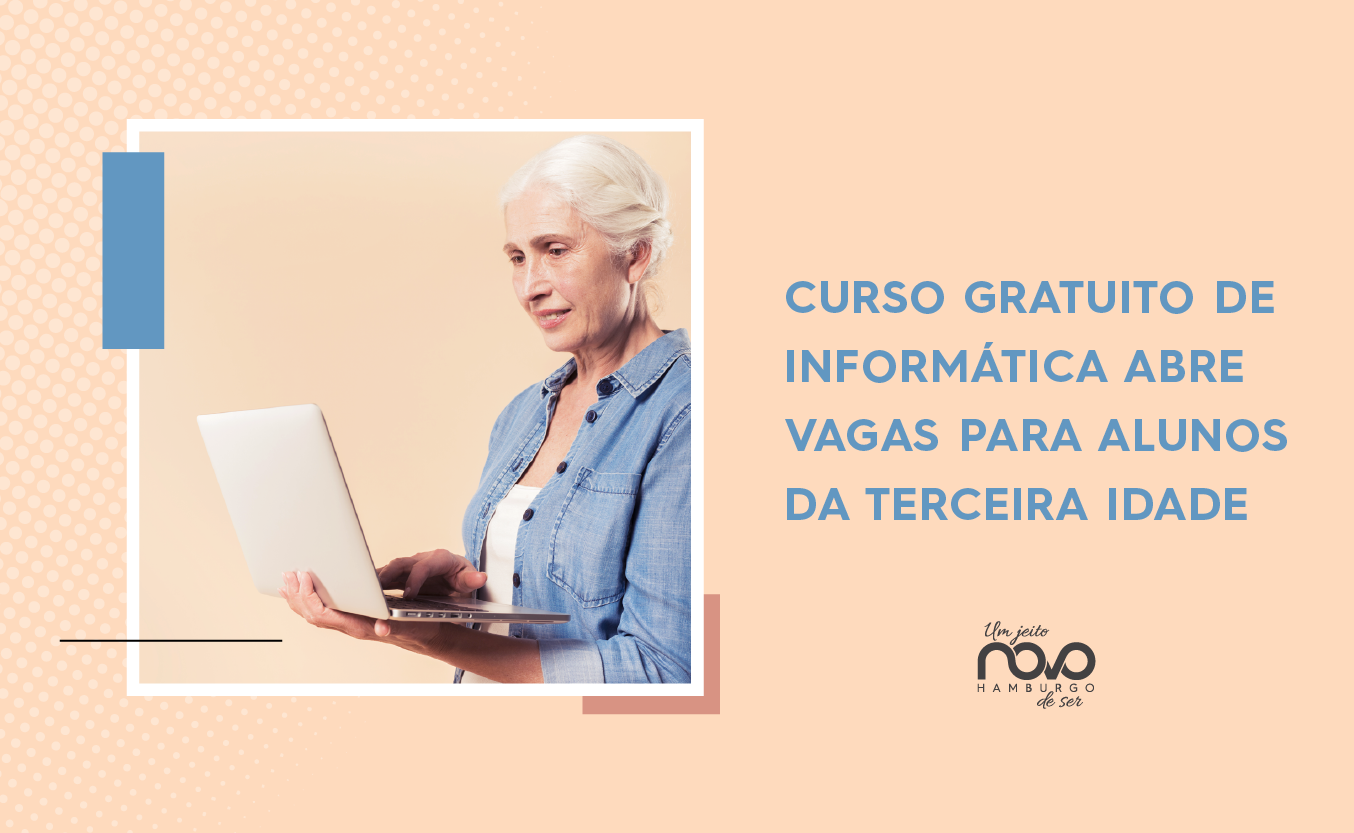 Uma senhora idosa segurando um computador