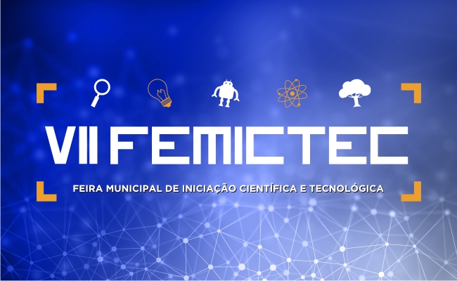 Em um fundo azul, escrito em letras brancas "VII FEMICTEC"