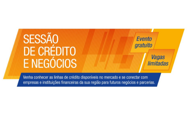 Em um fundo amarelinho, escrito em branco, Sessão de Crédito e Negócio