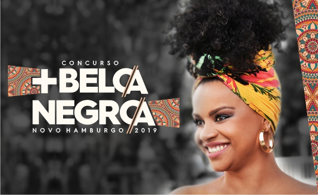 À direita, o rosto de uma mulher negra e escrito ao lado em branco ""+Bela Negra"