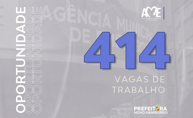 imagem mostra card com numero de 414 vagas de emprego