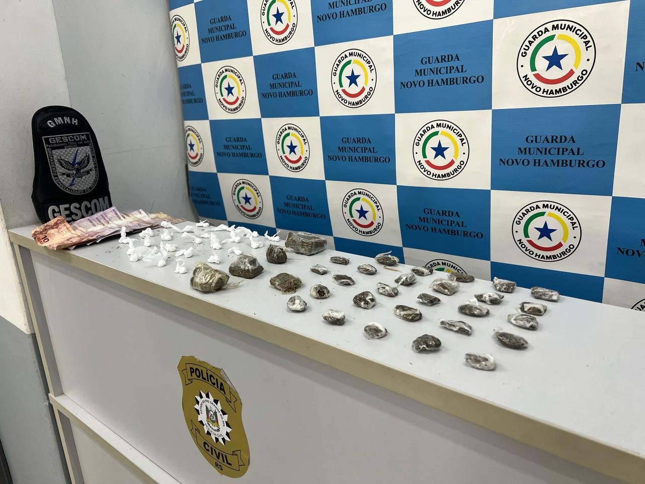 Maconha e cocaína foram apreendidas pela Guarda Municipal de Novo Hamburgo