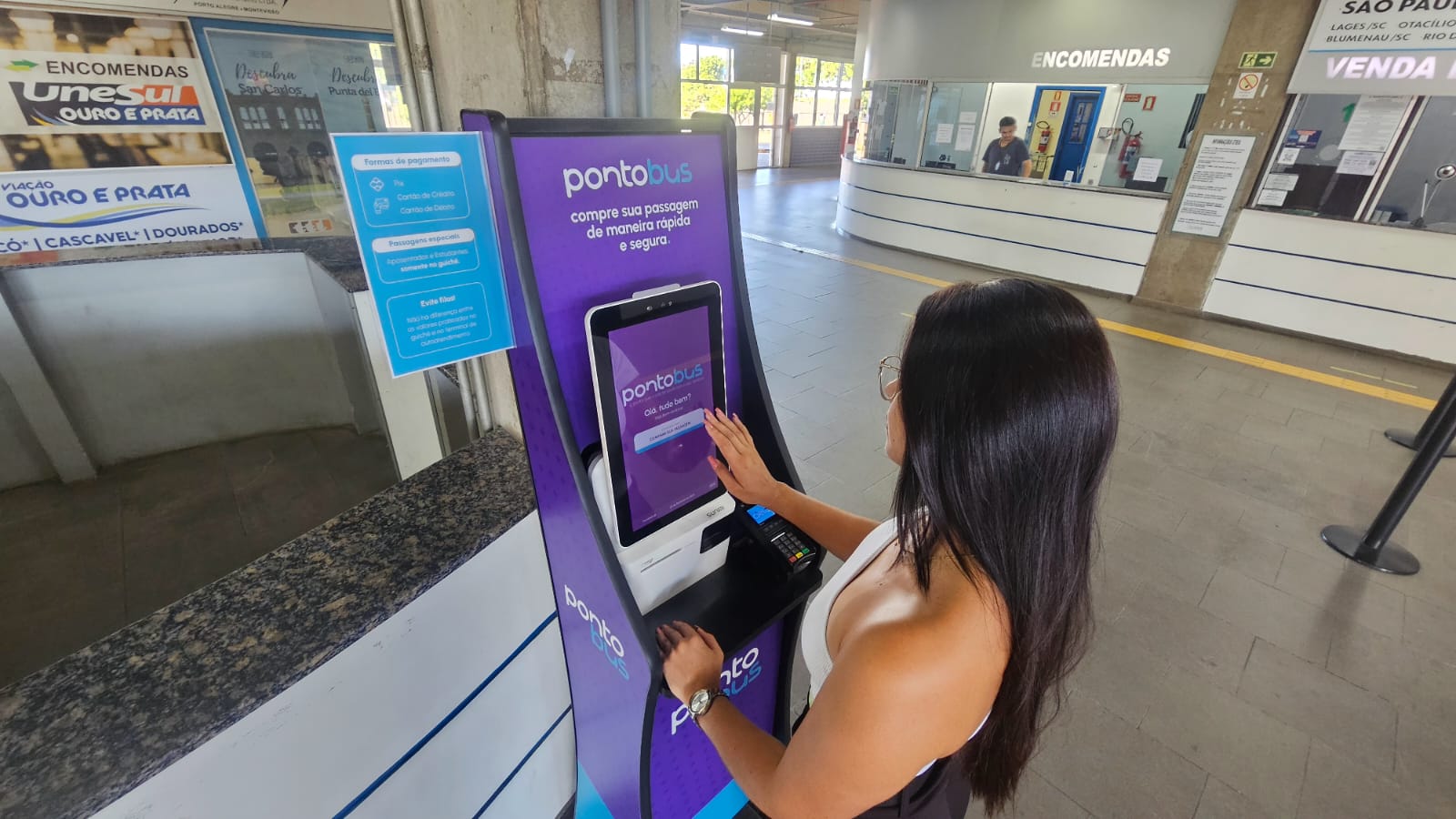 Totem está instalado na Estação Rodoviária Normélio Stabel