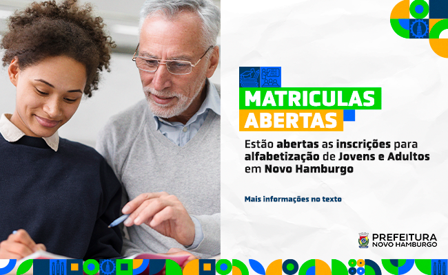 Inscrições abertas para alfabetização de jovens e adultos em Novo Hamburgo