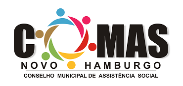 [DESCRIÇÃO] COMAS - O logotipo é formado pela sigla COMAS em maiúsculo. A letra “O” é composta por seis bonecos estilizados coloridos, sobrepostos. Abaixo, Novo Hamburgo e após uma linha fina, CONSELHO MUNICIPAL DE ASSISTÊNCIA SOCIAL. [FIM DA DESCRIÇÃO]
