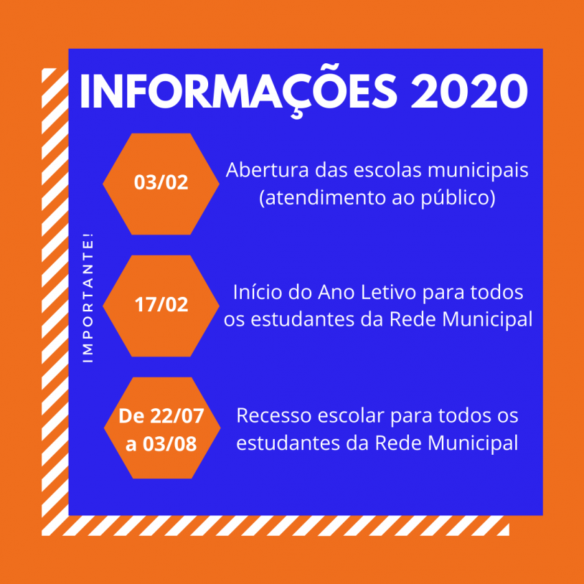 Informações sobre o funcionamento das escolas em 2020